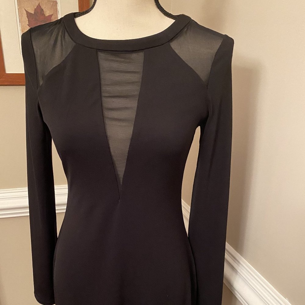 Little Black Dress with Sheer Bodice